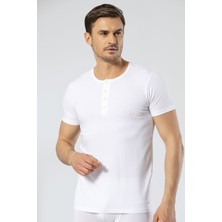 Cacharel Erkek Bisiklet Yaka Düğmeli Kısa Kol Fit T-Shirt