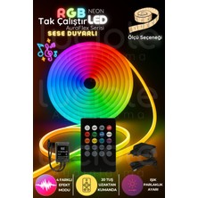 Sese Duyarlı Rgb Neon LED 1 Metre, Müzik Senkron, 20 Tuş Kumandalı, Auraflex