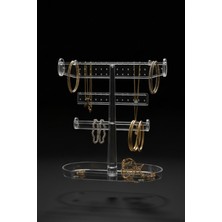 Feyza Design Şeffaf Masa Üstü Takı Organizeri, Makyaj ve Kolye Düzenleyici