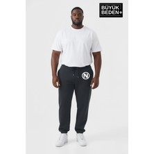 Superlife Erkek Büyük Beden N Logolu Paça Lastikli Rahat Kesim Jogger Ince Eşofman Altı SPR26BEA951-4