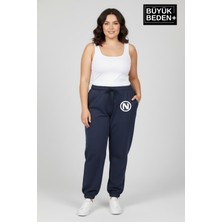 Superlife Kadın Büyük Beden N Logolu Paça Lastikli Rahat Kesim Jogger Ince Eşofman Altı SPR26BEAK951-4