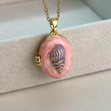 Stainless  Pembe Balon Sırrı - Altın Kaplama Locket Kolye"