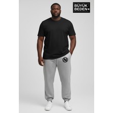 Superlife Erkek Büyük Beden N Logolu Paça Lastikli Rahat Kesim Jogger Ince Eşofman Altı SPR26BEA951-4