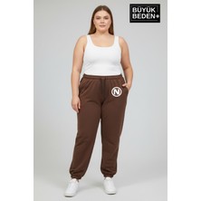 Superlife Kadın Büyük Beden N Logolu Paça Lastikli Rahat Kesim Jogger Ince Eşofman Altı SPR26BEAK951-4