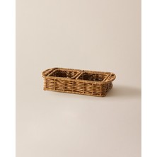 Feyza Design Şık Rattan Organizer, Dekoratif ve Fonksiyonel Saklama Çözümü