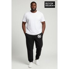 Superlife Erkek Büyük Beden N Logolu Paça Lastikli Rahat Kesim Jogger Ince Eşofman Altı SPR26BEA951-4