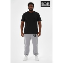 Superlife Erkek Büyük Beden N Logolu Paça Lastikli Rahat Kesim Jogger Ince Eşofman Altı SPR26BEA951-4