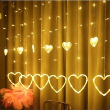 Renkli LED Kalp Perde, 8 Fonksiyonlu, Şık ve Modern Dekorasyon Parçası
