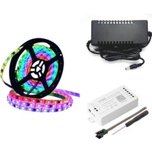 5m Wifi Kontrollü Argb Pixel LED Şerit SP108E ve Adaptör ile Işıklandırma