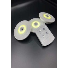 Kablosuz Uzaktan Kumandalı 3'lü LED Spot Işık Seti, 3 LED + 1 Kumanda