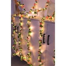 Renkli Işıklı Yapay Gül Sarmaşık Dekoratif Çiçek Seti