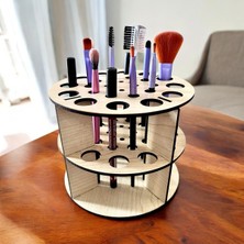 Feyza Design Çok Amaçlı Ahşap Makaj ve Resim Fırça Organizer Stand (14X11 Cm)