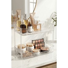 Feyza Design Çift Katlı Şeffaf Makyaj Organizeri, Banyo ve Tezgah Düzenleyici