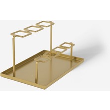 Feyza Design Geometrik Gold Metal Organizer, Kalem ve Fırça Düzenleyici, Şık Tasarım