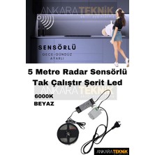 Gizli Sensörlü Mutfak Şerit LED Seti, Gece-Gündüz Ayarlı, Tak Çalıştır, Beyaz