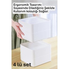 Feyza Design 4 Katlı Çok Amaçlı Beyaz Makyaj Organizeri, Çekmeceli ve Pratik Kullanım