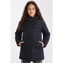 D1fference İçi Astarlı Cepli Kapüşonlu Jel Elyaflı Su ve Rügar Geçirmez Kız Çocuk Kışlık Mont