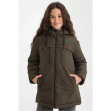 D1fference İçi Astarlı Cepli Kapüşonlu Jel Elyaflı Su ve Rügar Geçirmez Kız Çocuk Kışlık Mont