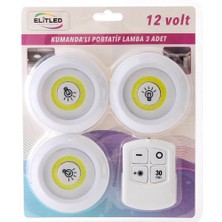 Portatif 3'lü Uzaktan Kumandalı Beyaz Lamba, 9X9X9 Cm, Şık ve Pratik Kullanım