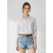 Ribana Classic Kadın Modelli Rahat Kesim Düğmeli Uzun Kollu Gömlek