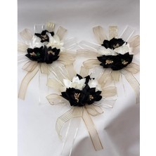 Gürlek Tekstil Siyah Tomurcuklu Gelin ve Damat Bohçası Için Motifli Çiçek 3 Adet Bohça Çiçeği (Bohça Süsü)..