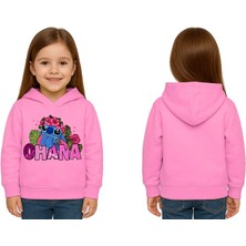 Sedirli Unisex Stitch Baskılı Çocuk Swaetshirt Baskılı Kapüşonlu 3 Iplik Şardonlu