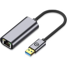 Khayra Siyah QG03 Usb-A To RJ45 Usb3.0 Ethernet Dönüştürücü Kablo 1000MBPS 22CM