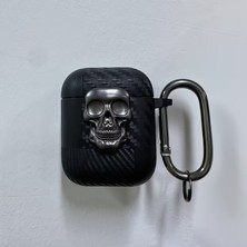 Kılıf Benim Airpods 2. Nesil Ile Uyumlu Karbon Fiber Hybrid Polymer Technology Kafa Tası Tasarımlı Premium Kulaklık Kılıfı