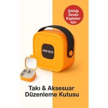 Feyza Design Turuncu Mini Takı Kutusu, Aynalı 4 Bölmeli Seyahat Saklama Organizeri