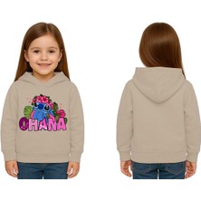 Sedirli Unisex Stitch Baskılı Çocuk Swaetshirt Baskılı Kapüşonlu 3 Iplik Şardonlu