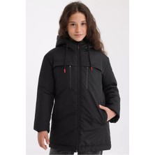 D1fference İçi Astarlı Cepli Kapüşonlu Jel Elyaflı Su ve Rügar Geçirmez Kız Çocuk Kışlık Mont