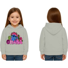 Sedirli Unisex Stitch Baskılı Çocuk Swaetshirt Baskılı Kapüşonlu 3 Iplik Şardonlu
