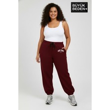 Superlife Kadın Büyük Beden New York Paça Lastikli Rahat Kesim Jogger Ince Eşofman Altı SPR26BEAK951-5