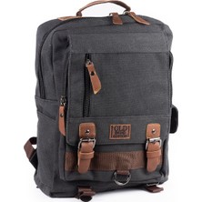 İmaks Orta Boy 37 cm Kanvas Branda Su Geçirmez Kumaş Okul Seyahat Sırt Çantası Siyah U577