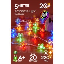 Rgb Gül LED 5m 20 LED 220V Fişli Dekoratif Iç ve Dış Mekan Işık