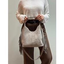 MaVaux Lea %100 Hakiki Nubuk Deri , Detaylı Şık Tasarım Süet El ve Omuz Çantası