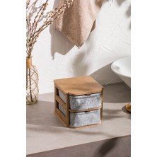 Feyza Design Keçe 2 Çekmeceli Kozmetik ve Takı Organizer, Masaüstü Banyo Düzenleyici