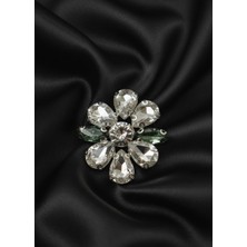 Barış Dizayn Bros Şeffaf Zümrüt Kristal Broş