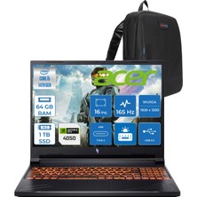 Acer Nitro ANV16 Intel Core I5 14450HX 4.8ghz 64GB Ddr5 1tb SSD Freedos RTX4050 85W 6gb 16" IPS Wuxga (1920 x 1200) 165HZ Taşınabilir Bilgisayar NHQTREY001F28 + Zetta Çanta