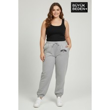 Superlife Kadın Büyük Beden New York Paça Lastikli Rahat Kesim Jogger Ince Eşofman Altı SPR26BEAK951-5