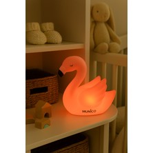 Renkli LED Flamingo Masa Lambası, Pilli, Tropikal Tasarım, Sıcak Işık Tonu