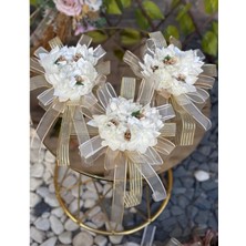 Gürlek Tekstil Ekru Tomurcuklu Gelin ve Damat Bohçası Için Motifli Çiçek 3 Adet Bohça Çiçeği (Bohça Süsü)..