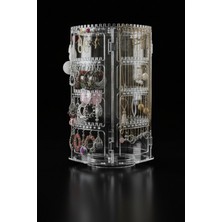 Feyza Design Çoklu Takı Organizeri, 360° Dönebilen Hareketli Şeffaf Stand