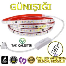 120 Ledli 8m 220V Şerit LED Işık, Dış Mekan Güçlü ve Parlak Renk