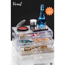 Feyza Design 3 Kat Çekmeceli Lüks Makyaj Organizer Dolap Düzenleyici