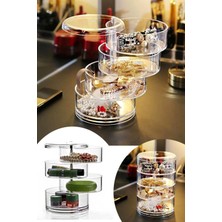 Feyza Design Şeffaf 4 Katlı Silindir Takı ve Makyaj Organizer