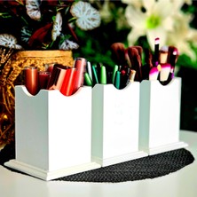 Feyza Design 3'lü Kare Kalem ve Makyaj Malzemesi Organizer Beyaz Lake