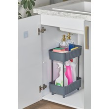 Feyza Design 2 Katlı Gri Makyaj ve Takı Organizeri, Minimalist ve Çok Amaçlı.