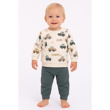 Dinamik çocuk Erkek Bebek/çocuk Arabas Desenli 2'li Takım Sweatshirt ve Eşofman Altı 3-6-9-12AYLIK