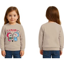 Sedirli Unisex Labubu Baskılı Çocuk Swaetshirt 3 Iplik Şardonlu